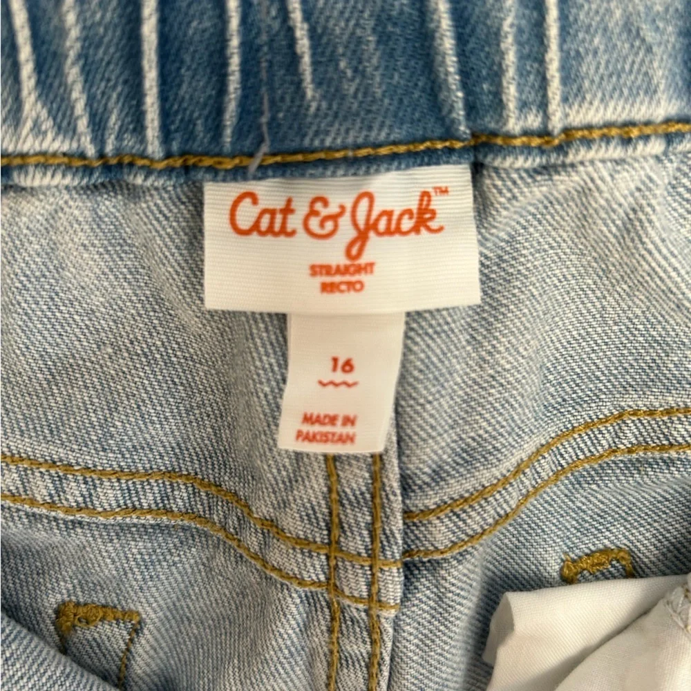 Cat & Jack Girls Light Blue Distressed Jeans Size 16 from Target Straight Leg